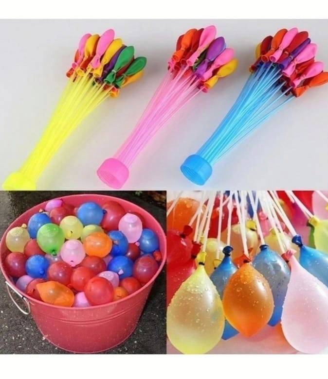 3 Seturi x 37 baloane tip bombe cu apa, cu adaptor inclus, multicolor, 3 ani+