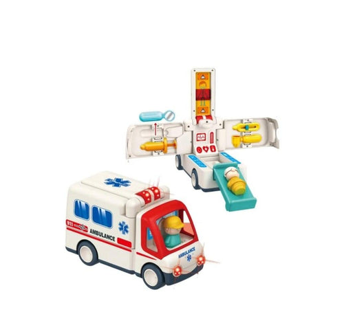 Ambulanta interactiva, cu paramedic si pacient, sunete, multicolor, 24 cm