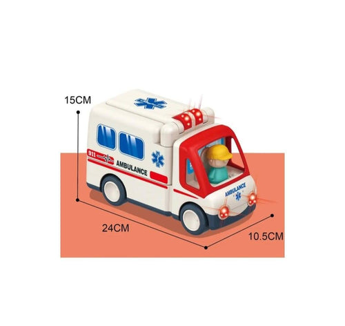 Ambulanta interactiva, cu paramedic si pacient, sunete, multicolor, 24 cm