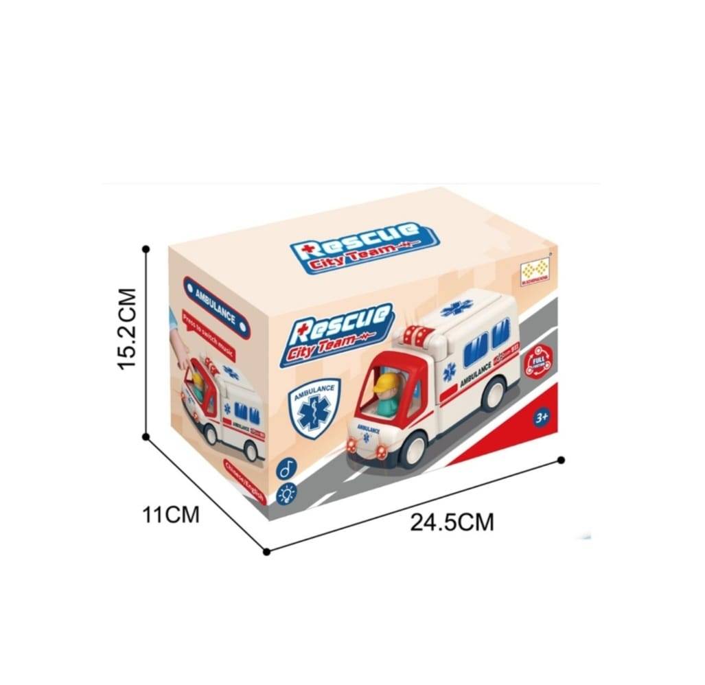 Ambulanta interactiva, cu paramedic si pacient, sunete, multicolor, 24 cm
