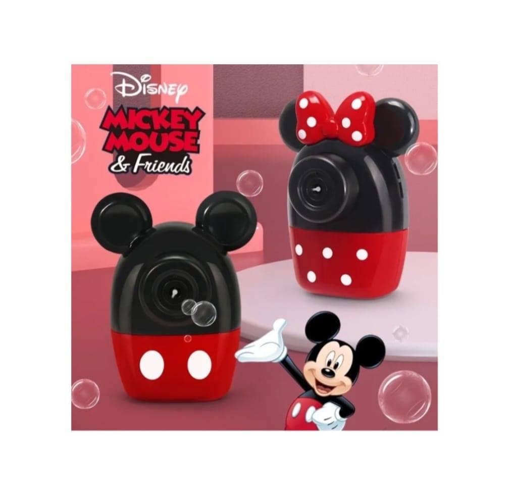 Aparat foto de jucarie tip Minnie, Minnie, baloane de sapun, rosu, 18 cm