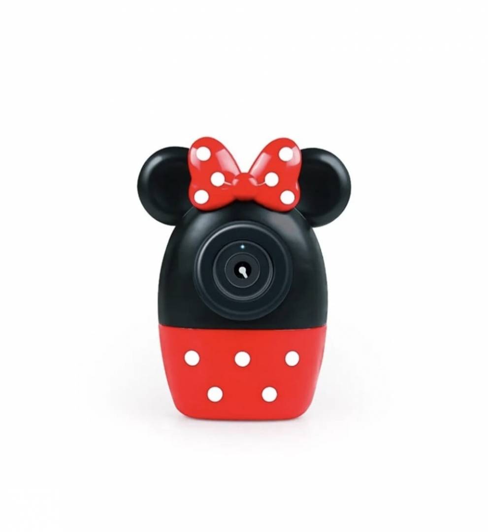 Aparat foto de jucarie tip Minnie, Minnie, baloane de sapun, rosu, 18 cm