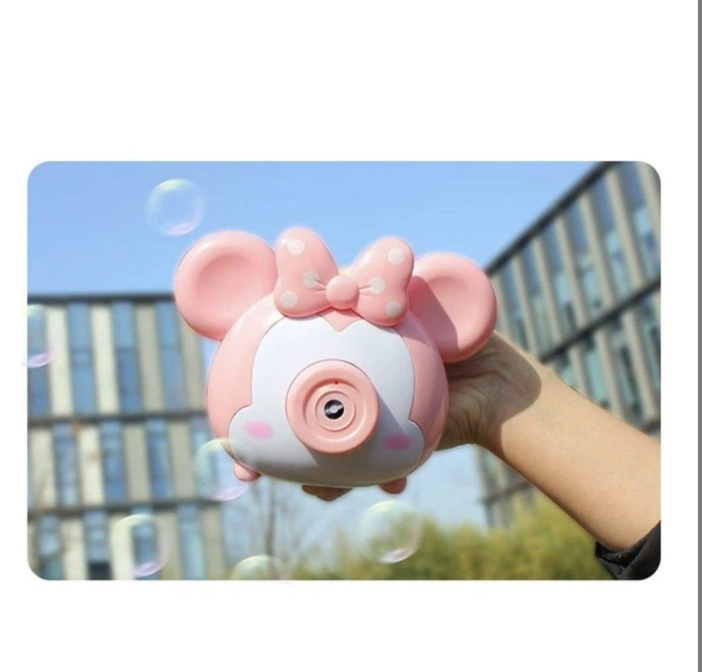 Aparat foto de jucarie tip Minnie, Mickey, baloane de sapun, 18 cm