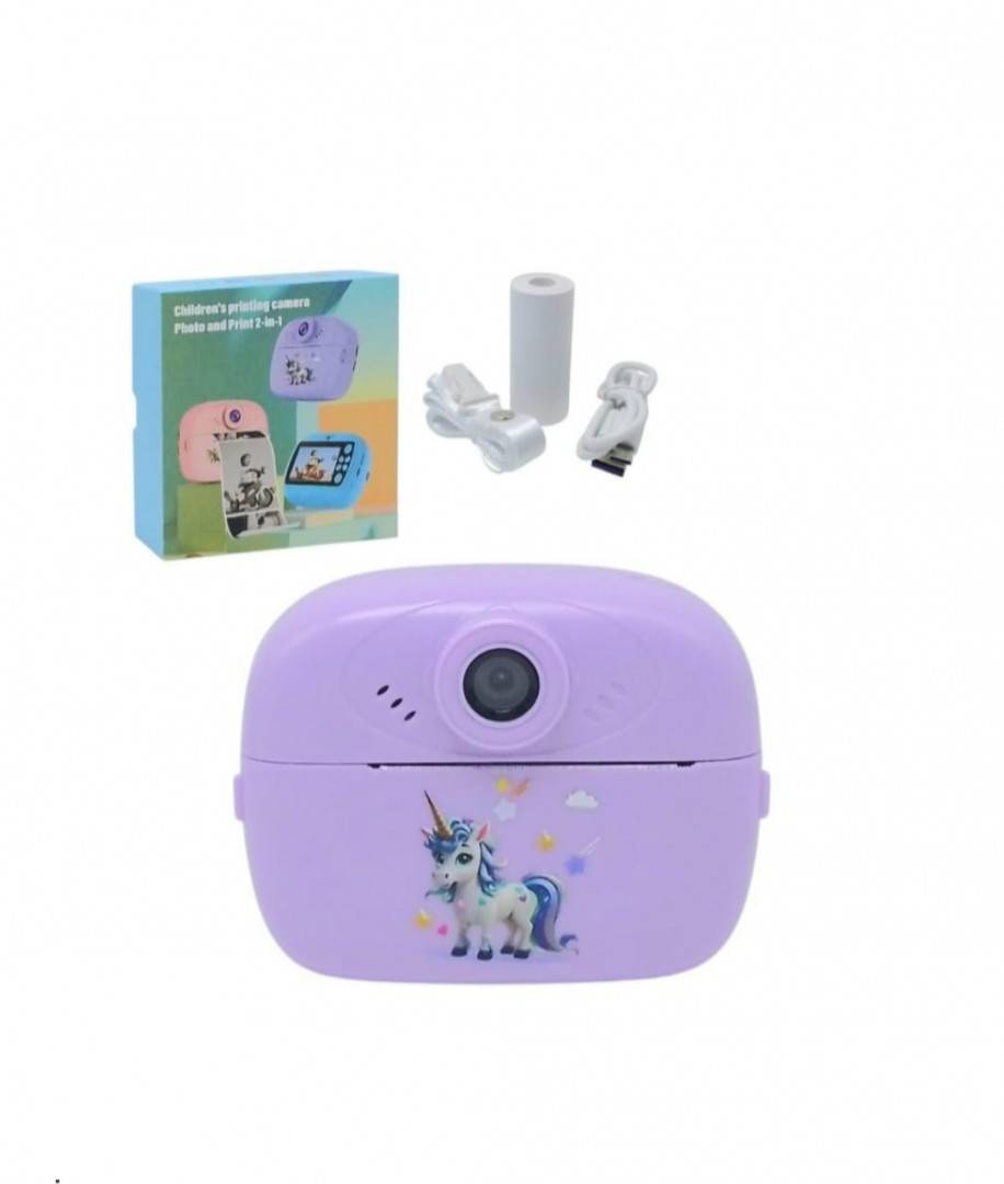 Aparat Foto pentru Copii, Unicorn cu imprimare instant, mov