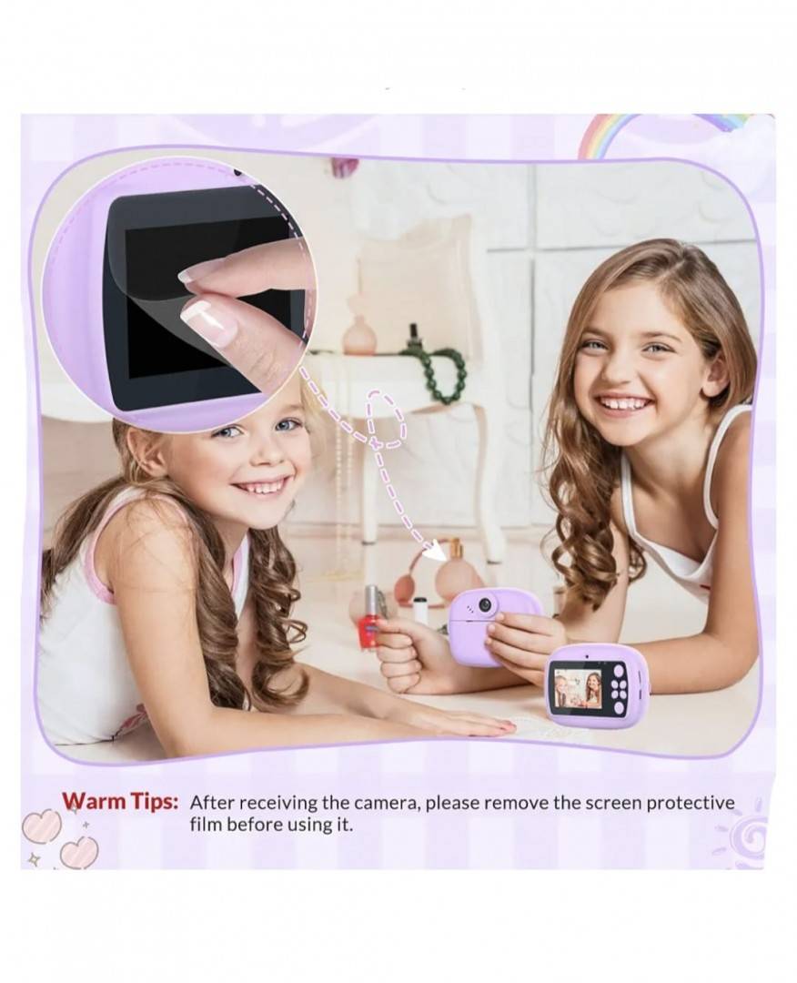 Aparat Foto pentru Copii, Unicorn cu imprimare instant, mov