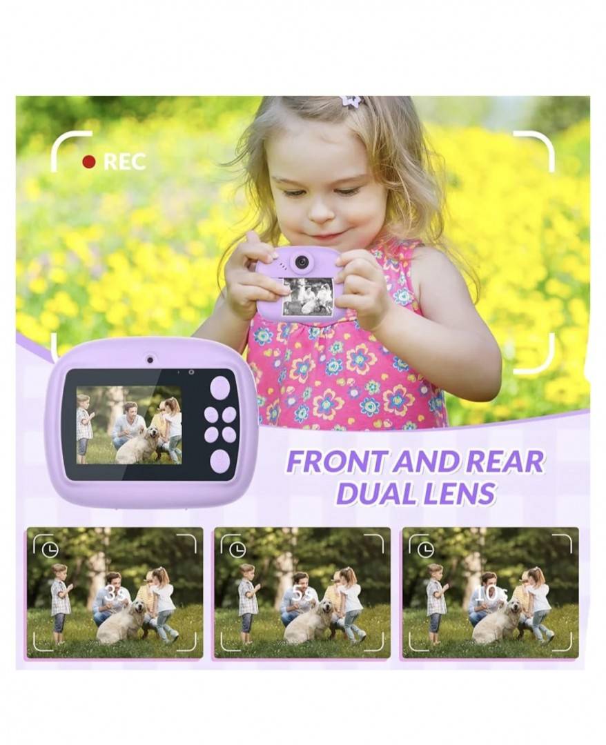 Aparat Foto pentru Copii, Unicorn cu imprimare instant, mov