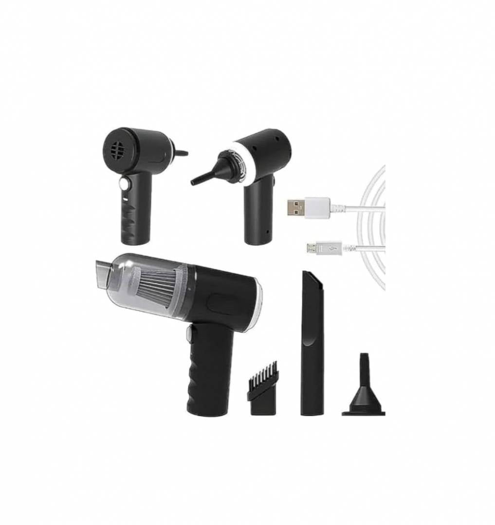 Aspirator portabil, 3 in 1, ideal masina, casa si birou, 120W, autonomie 20 minute, aspirare si suflare, negru
