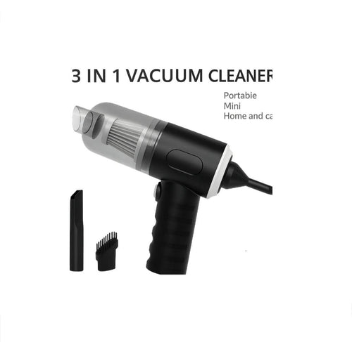 Aspirator portabil, 3 in 1, ideal masina, casa si birou, 120W, autonomie 20 minute, aspirare si suflare, negru