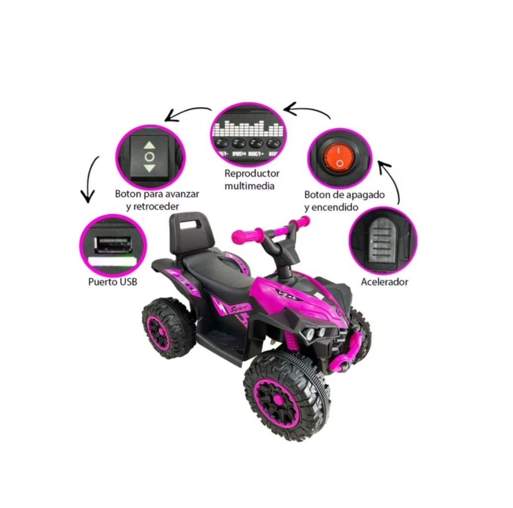 ATV Electric cu acumulator pentru copii, Mini Monster, Lungime 68 cm, 3-6 ani, Max 30 kg, 6V, multicolor