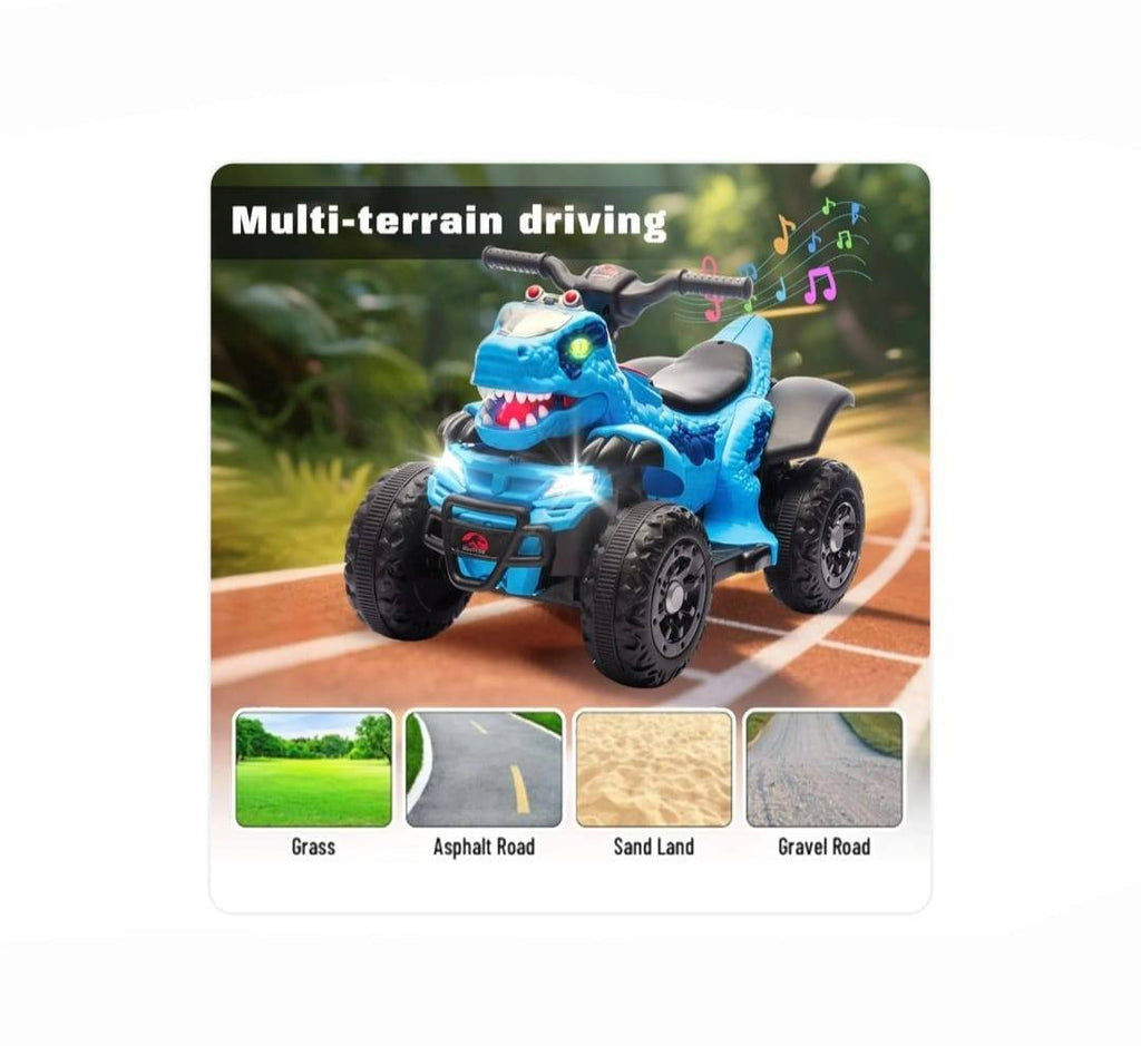 ATV electric pentru copii, acumulator, model T-REX, led, 6V, albastru, 3 ani+