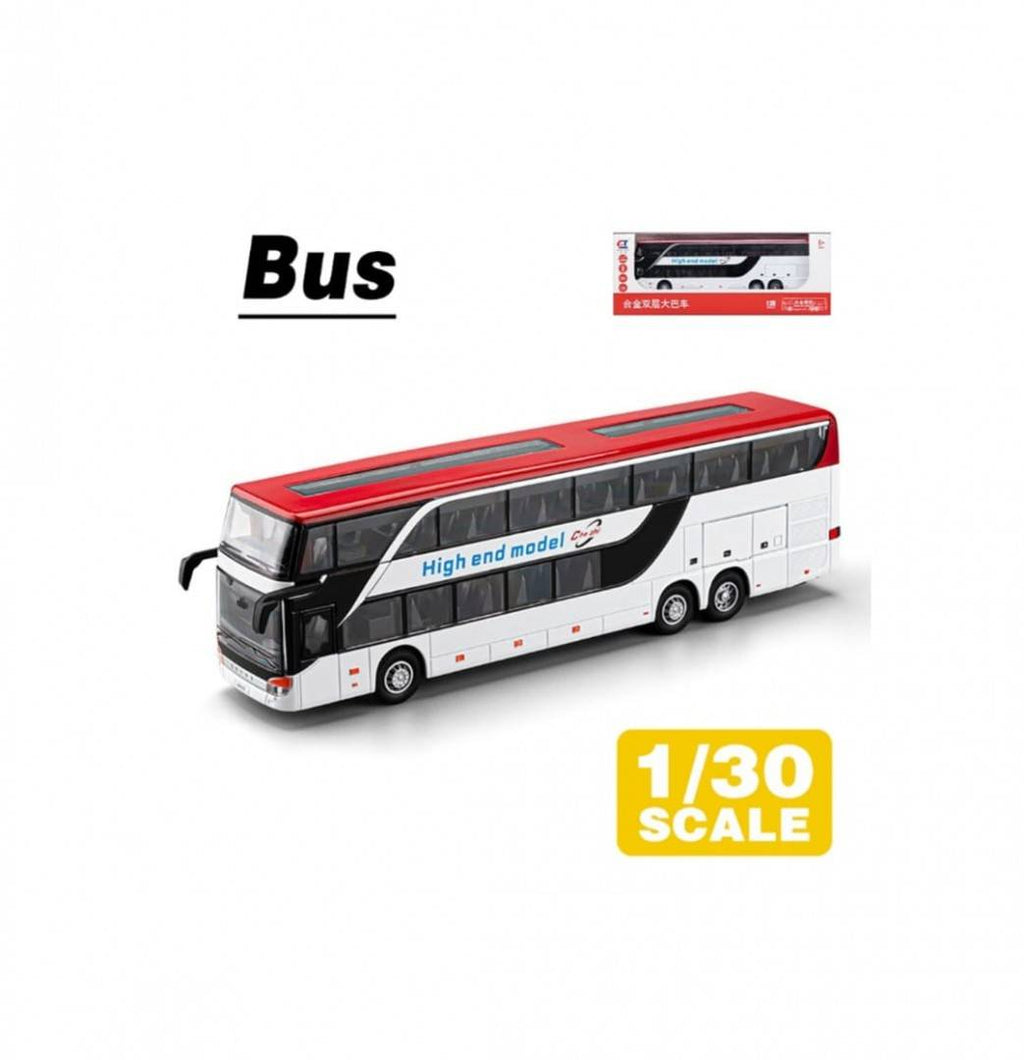 Autobuz metalic, Supraetajat, Double-Decker, usi mobile, lumini, sunet, multicolor, 26.5 cm