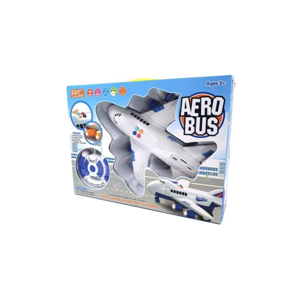 Avion cu telecomanda, Aero Bus, sunete si lumini, alb/bleu