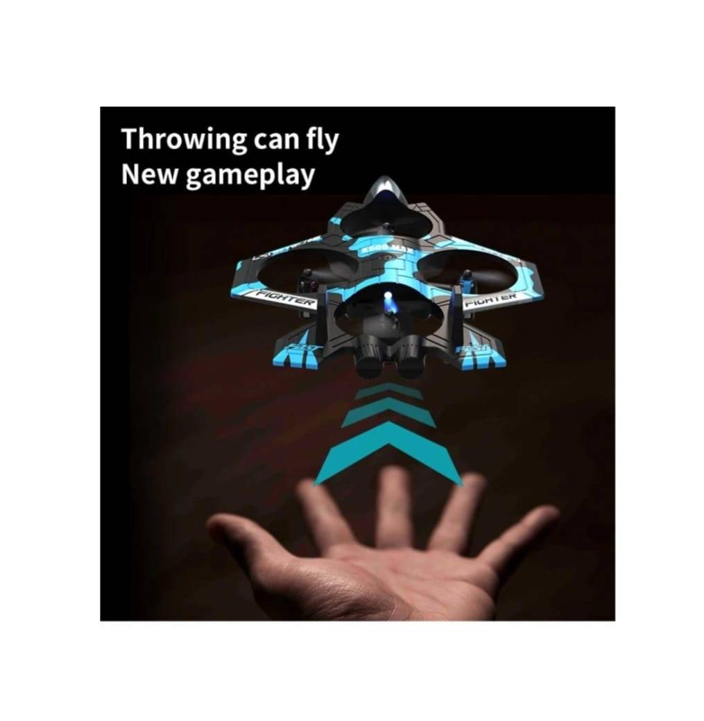 Avion cu telecomanda iUni S98, combat Aircraft , acrobatii, 360°, giroscop, rezistent la impact, lumini, LED