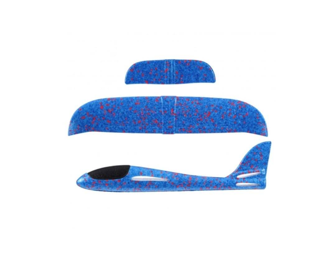 Avion din spuma, Planor Zburator, albastru, 37 cm
