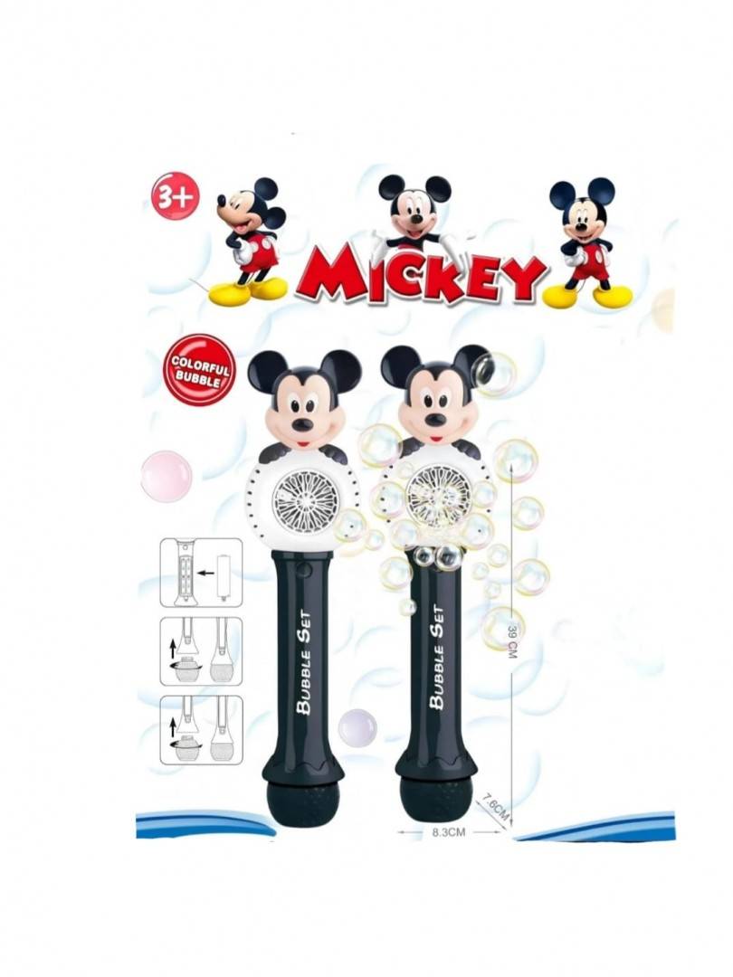 Bagheta de facut baloane de sapun cu 10 orificii, model Mickey, multicolor, 30 cm