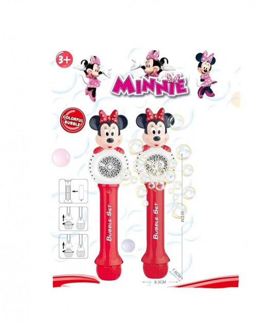 Bagheta de facut baloane de sapun cu 10 orificii, model Minnie, rosu/multicolor, 30 cm