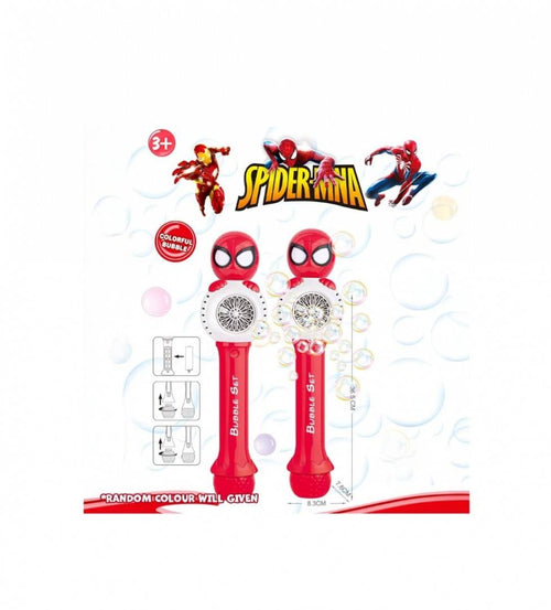 Bagheta de facut baloane de sapun cu 10 orificii, model Spiderman, rosu, 30 cm