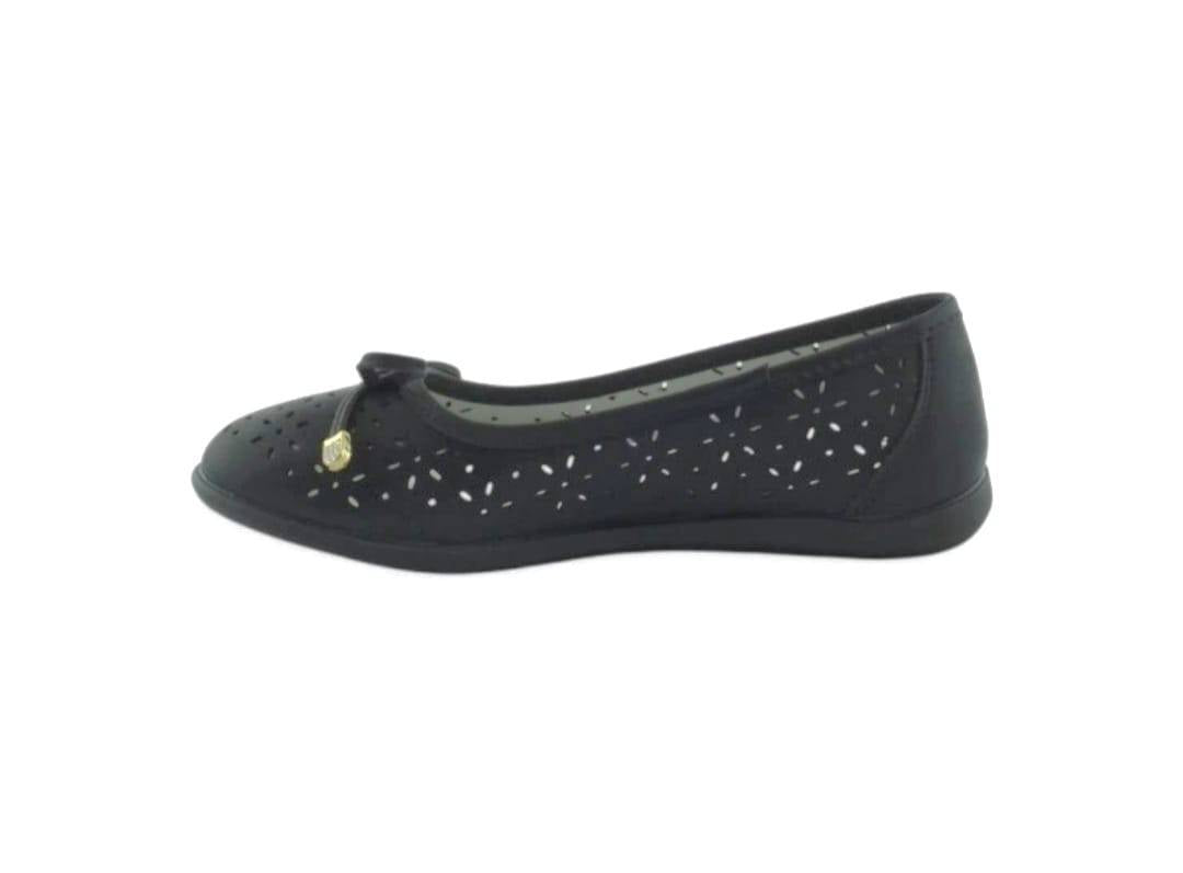 Balerini piele fetite, Apawwa T1235, perforati, negru, marimea 31 - marimea 36