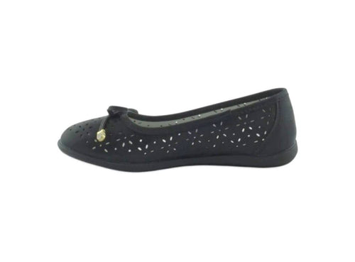 Balerini piele fetite, Apawwa T1235, perforati, negru, marimea 31 - marimea 36
