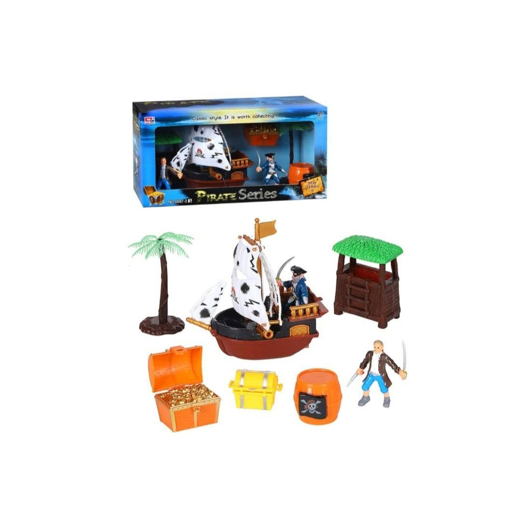 Barca, 2 Pirati, 4 accesorii, MASHASHOP, multicolor