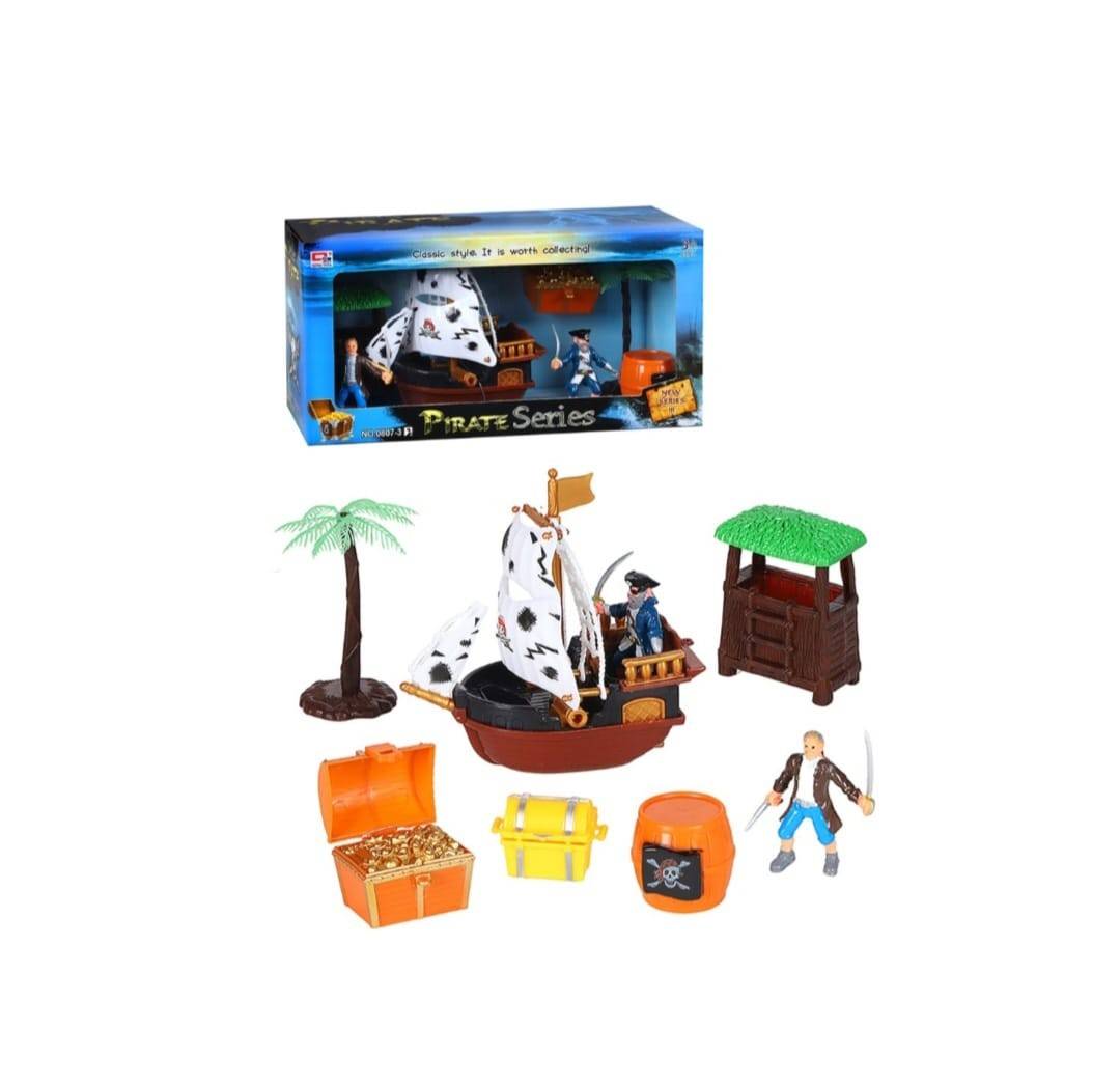Barca, 2 Pirati, 4 accesorii, MASHASHOP, multicolor