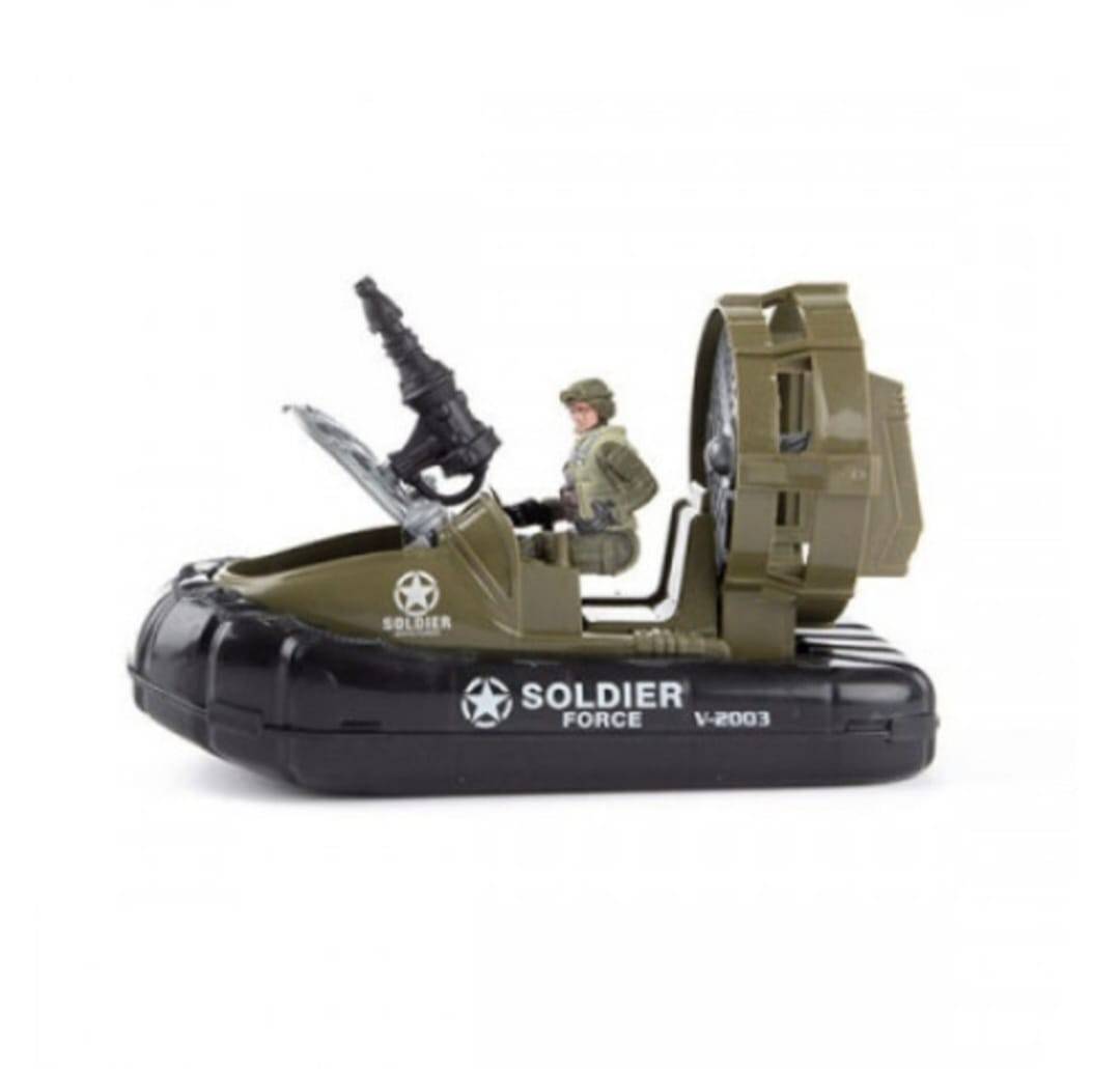 Barca Militara cu soldat, 9 accesorii, MASHASHOP, verde, 20 cm