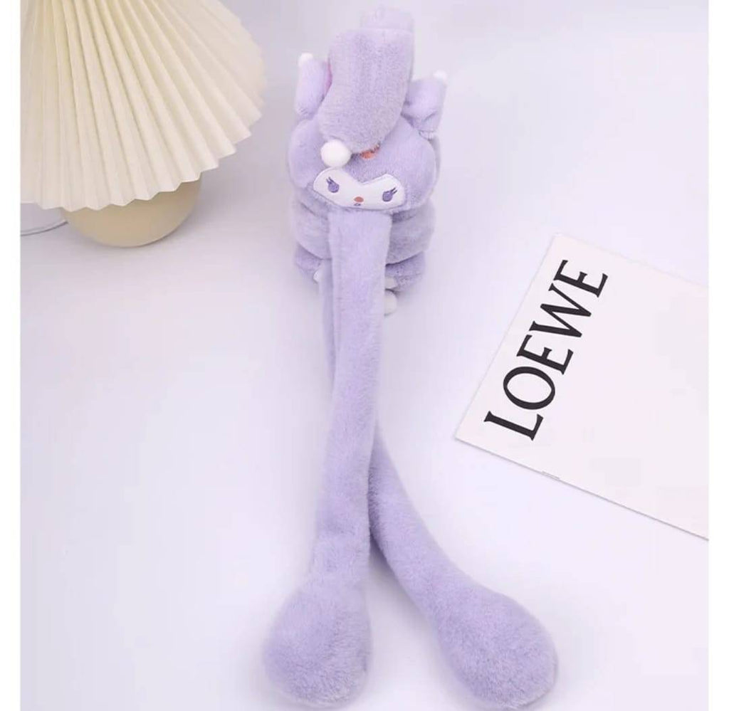 Bentita cu urechi miscatoare pufoasa, Kawaii Kuromi, mov