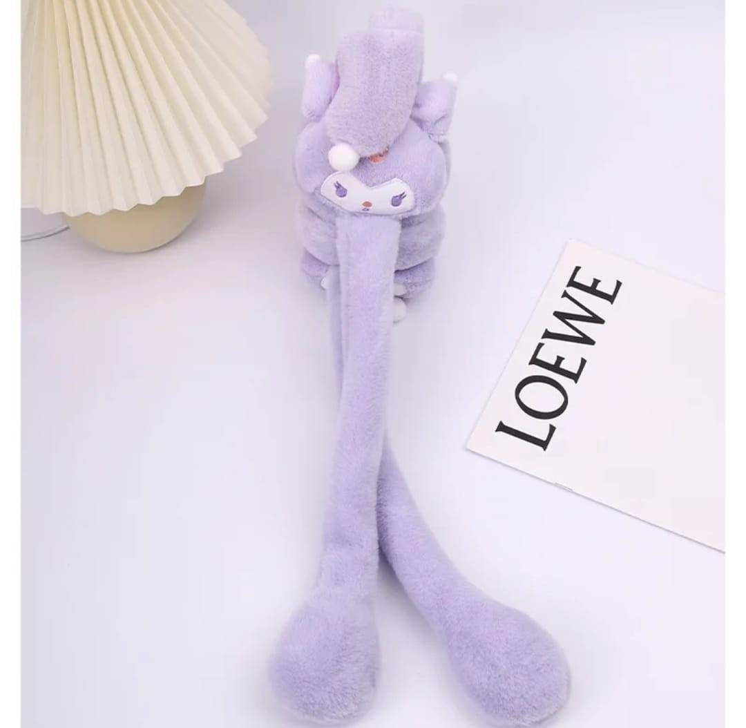 Bentita cu urechi miscatoare pufoasa, Kawaii Kuromi, mov