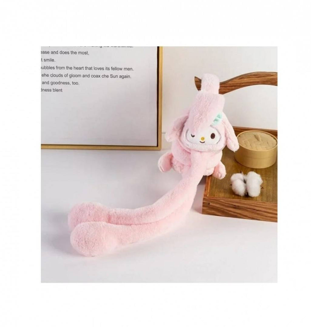 Bentita cu urechi miscatoare pufoasa, Kawaii Kuromi, roz