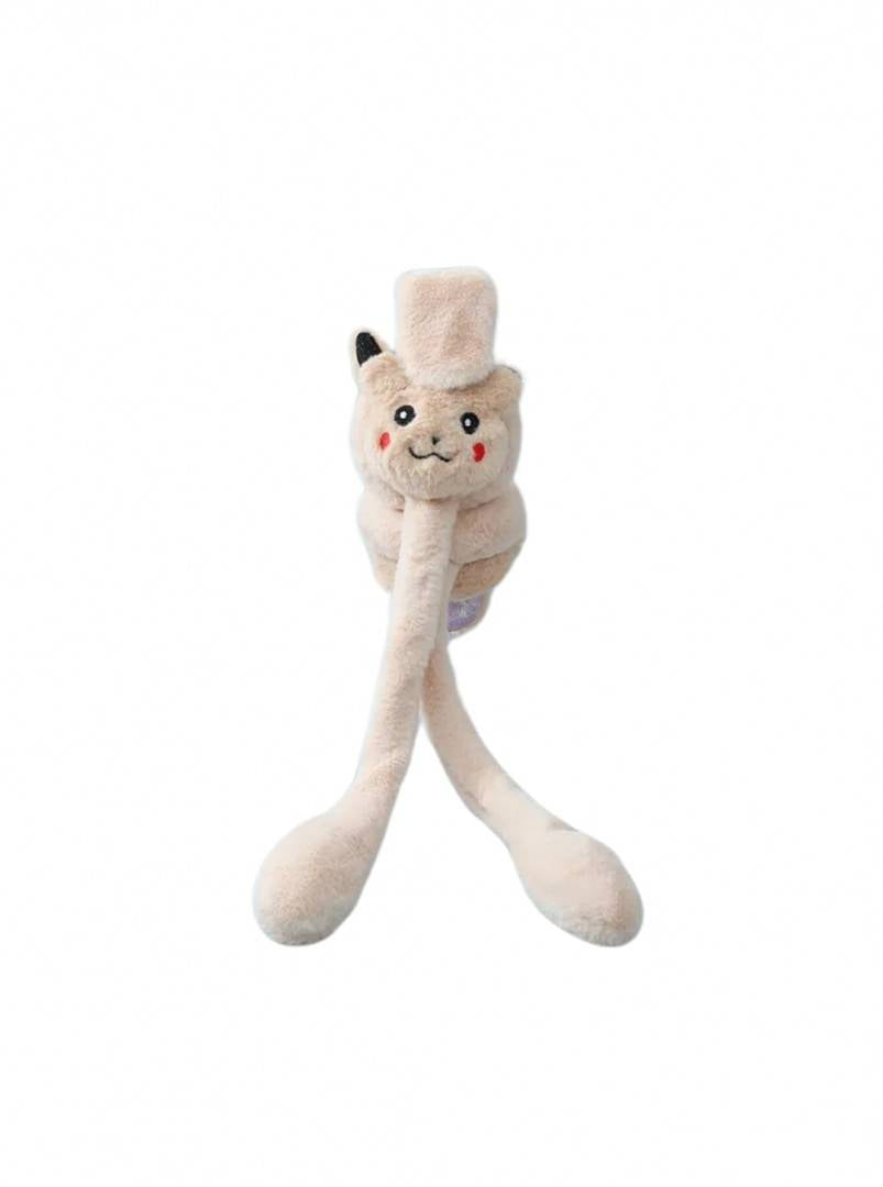 Bentita cu urechi miscatoare pufoasa, Pikachu, maro deschis