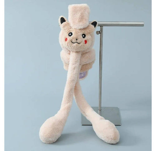 Bentita cu urechi miscatoare pufoasa, Pikachu, maro deschis