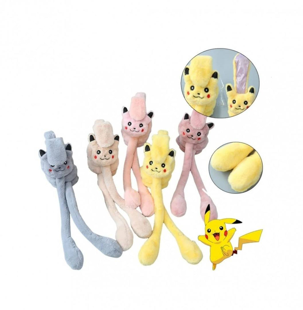 Bentita cu urechi miscatoare pufoasa, Pikachu, roz