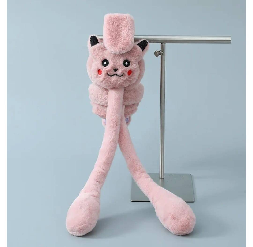 Bentita cu urechi miscatoare pufoasa, Pikachu, mov deschis