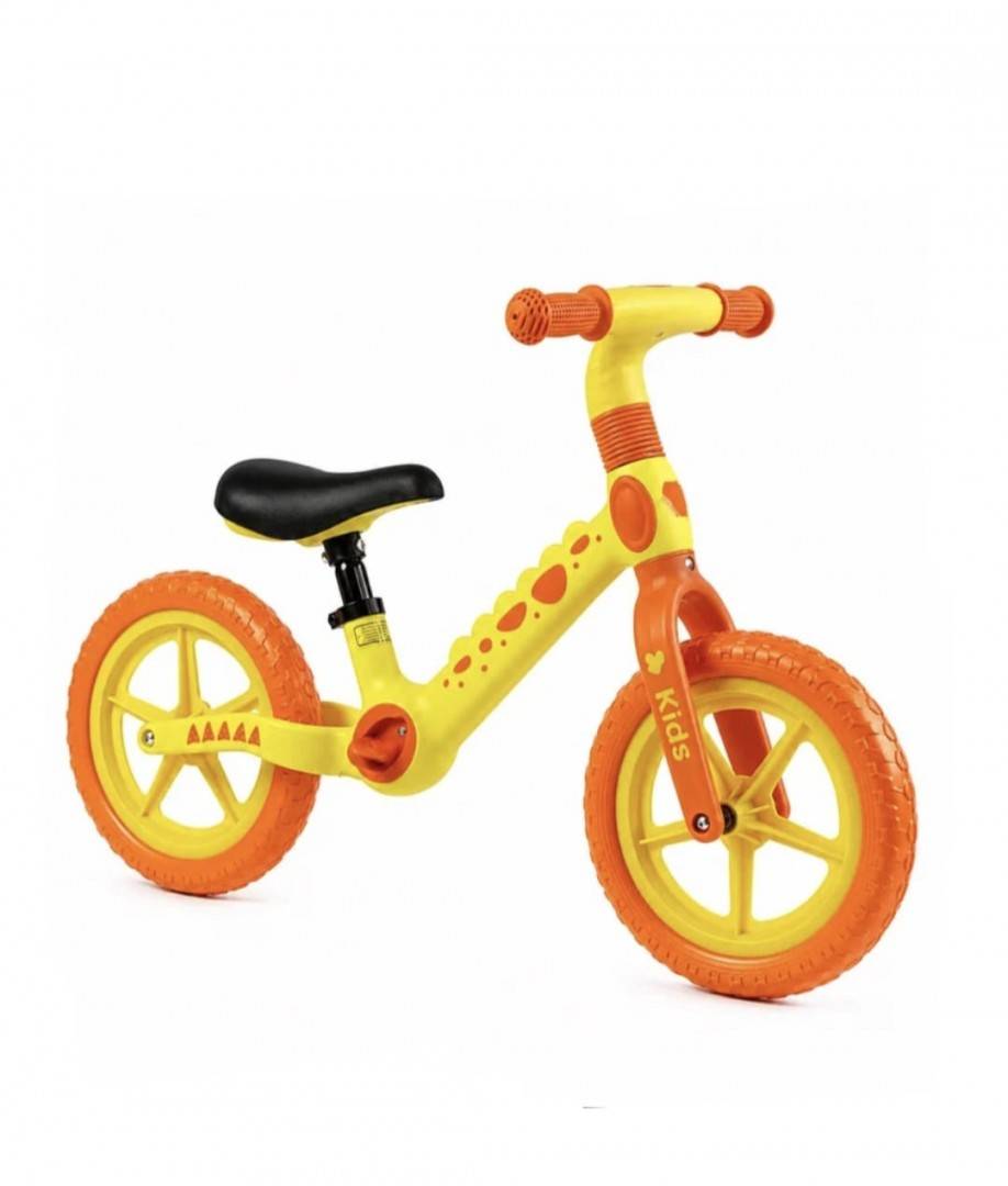 Bicicletă fără pedale pentru copii, model Dino, de echilibru,12 inch, portocaliu, 2 ani+