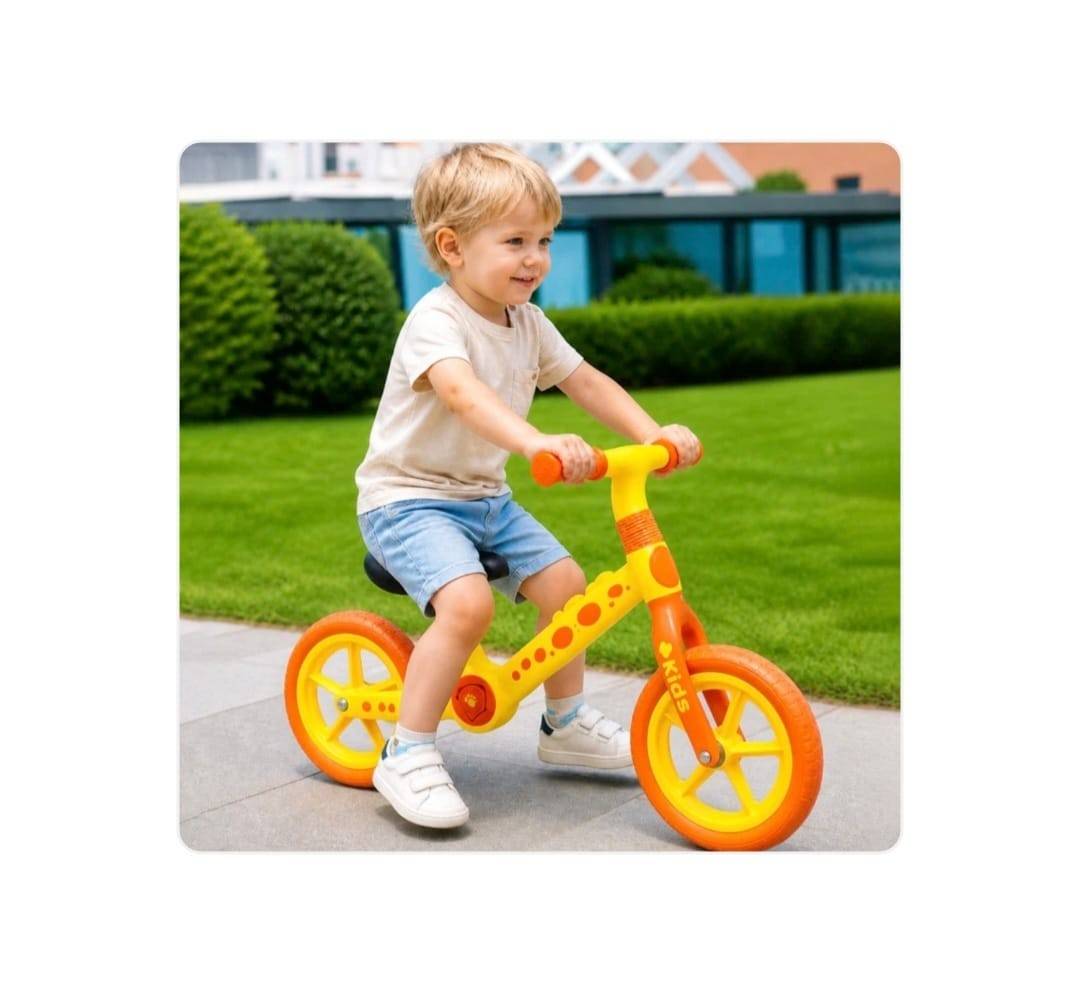 Bicicletă fără pedale pentru copii, model Dino, de echilibru,12 inch, portocaliu, 2 ani+
