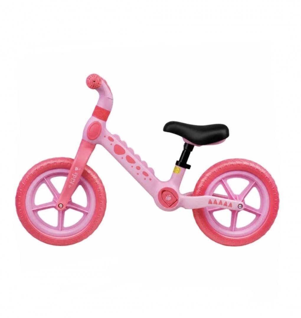 Bicicletă fără pedale pentru copii, model Dino, de echilibru,12 inch, roz, 2 ani+