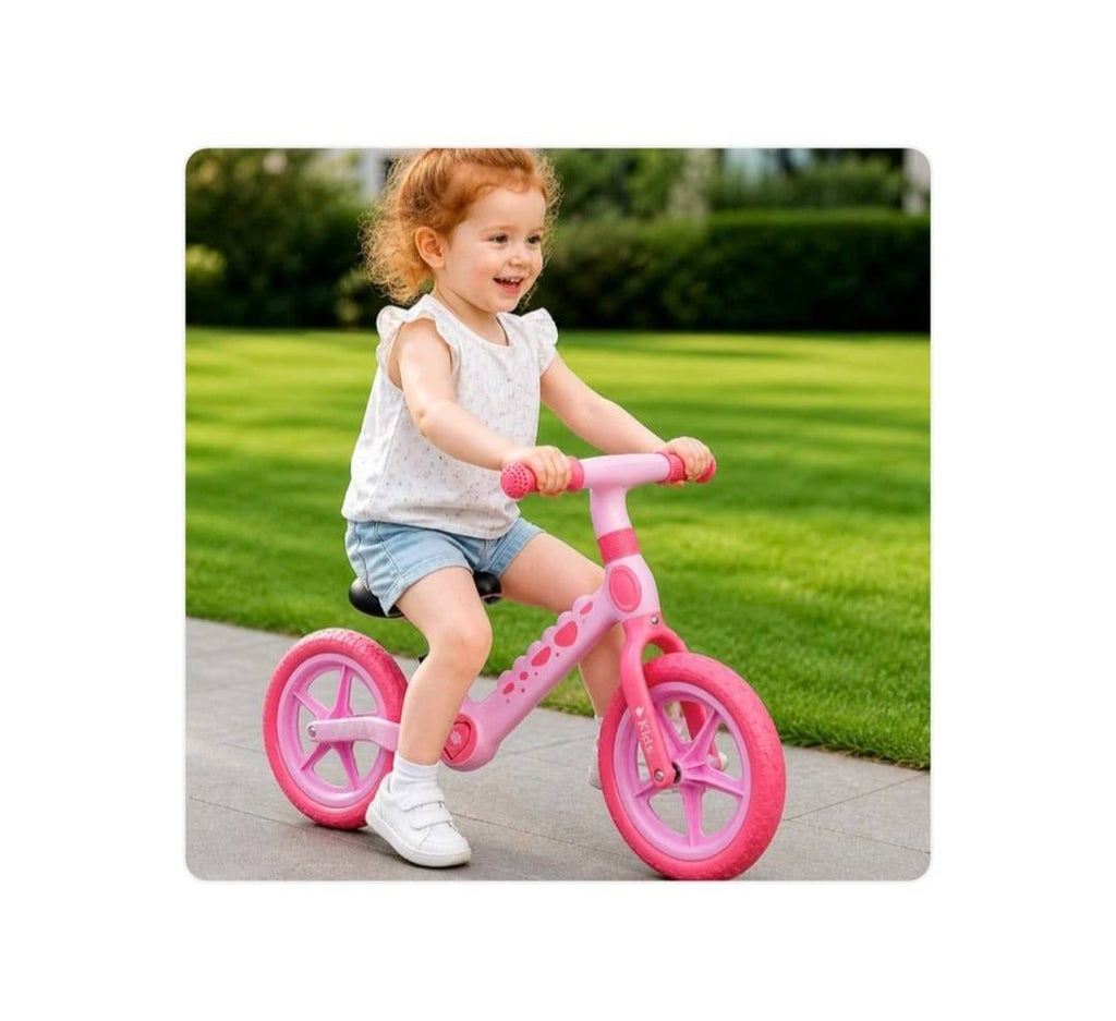 Bicicletă fără pedale pentru copii, model Dino, de echilibru,12 inch, roz, 2 ani+