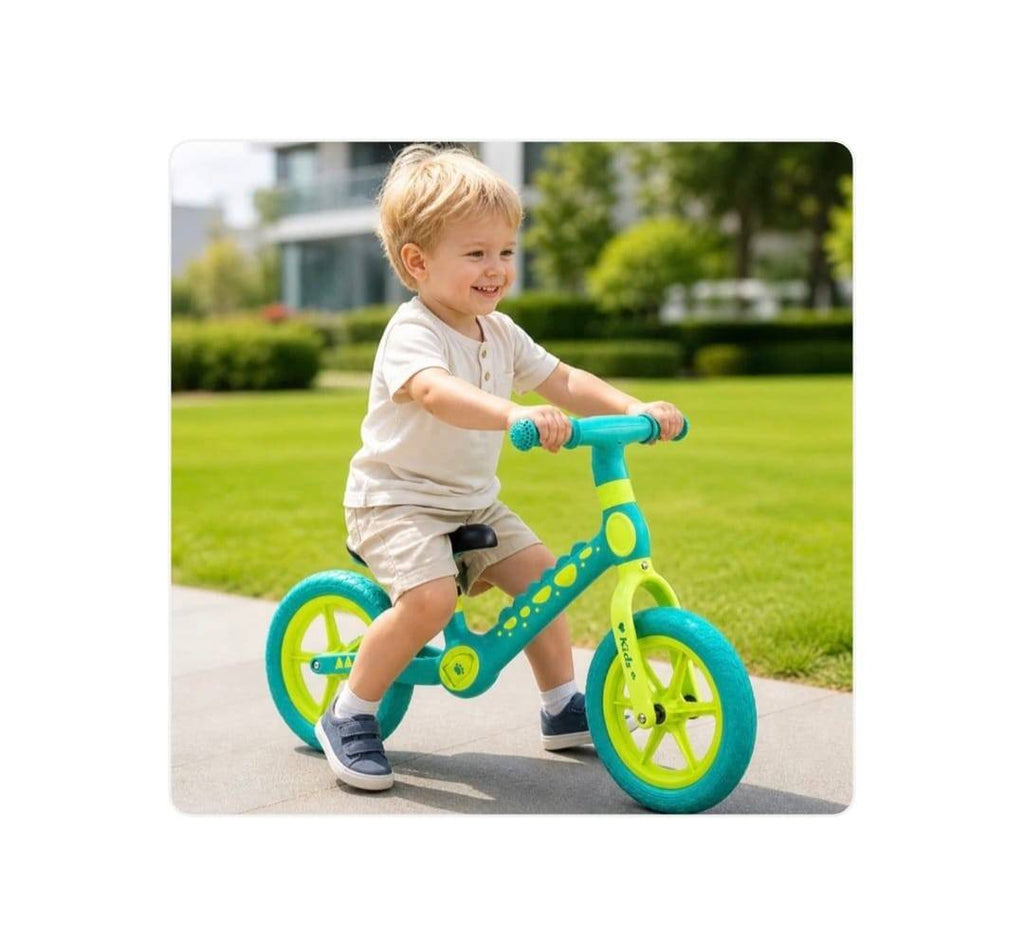 Bicicletă fără pedale pentru copii, model Dino, de echilibru,12 inch, verde, 2 ani+