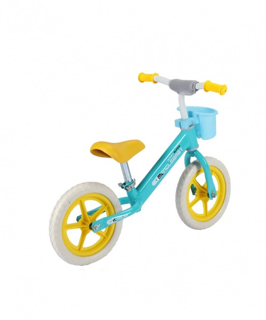 Bicicleta de echilibru copii, albastru/galben, 2 ani - 5 ani