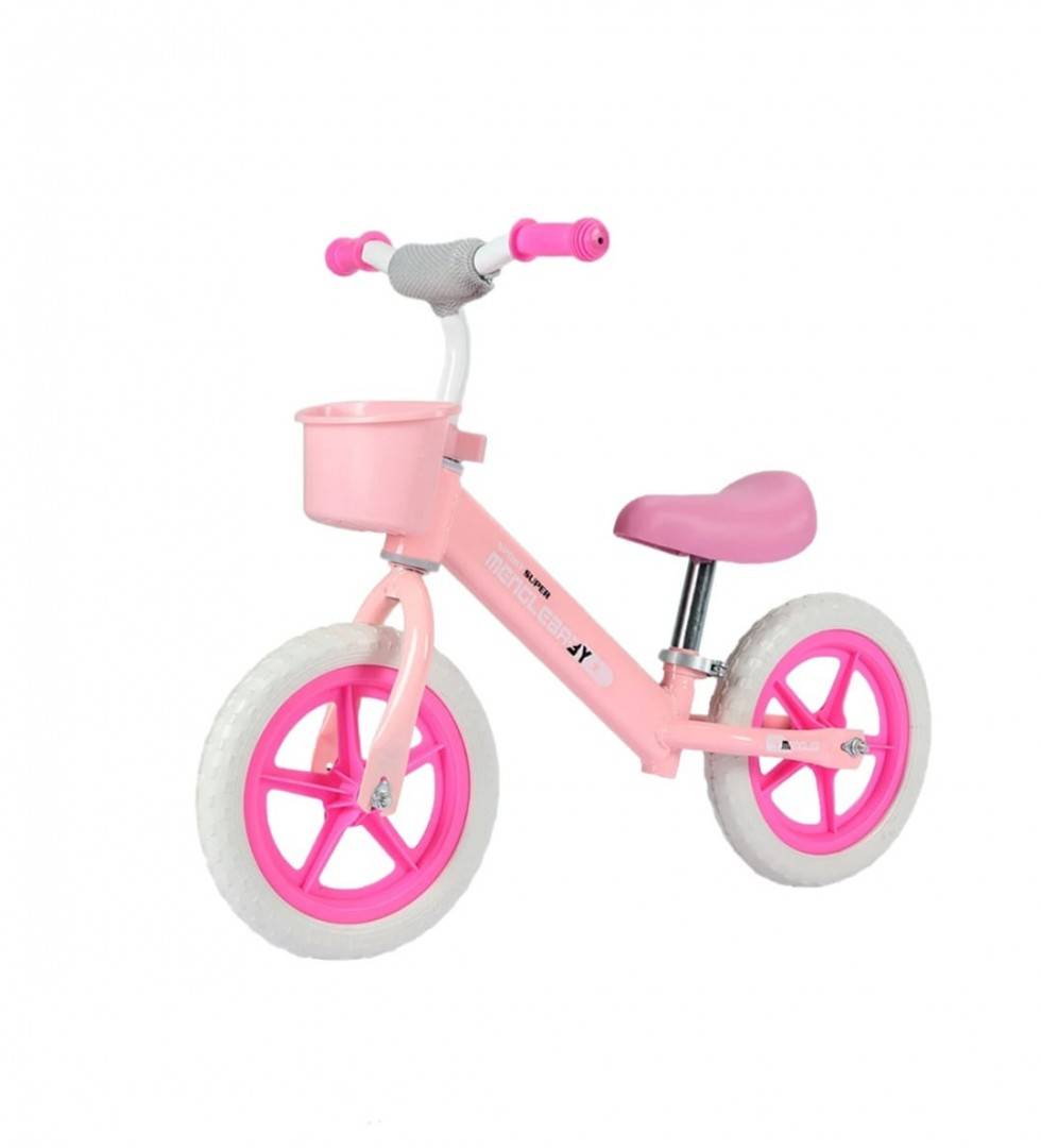 Bicicleta de echilibru copii, roz/alb, 2 ani - 5 ani