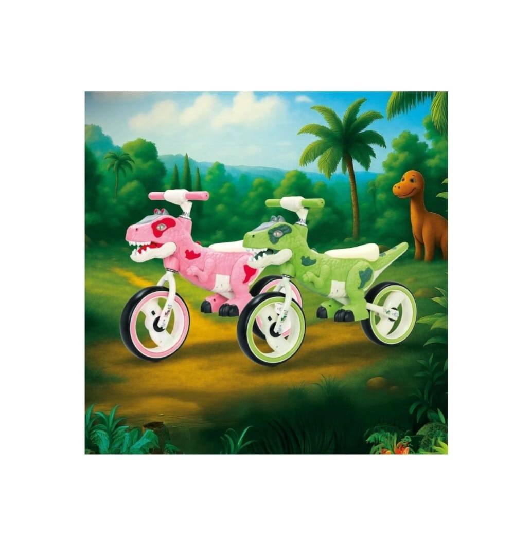 Bicicleta de echilibru, model Dinozaur, sunete si lumini, roz, 2 ani+