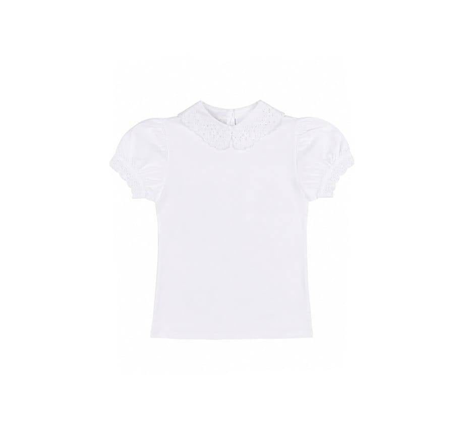 Bluza eleganta scoala, pentru fete, guler rotund, alb, 5 ani - 10 ani