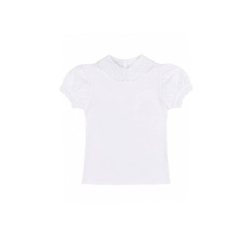 Bluza eleganta scoala, pentru fete, guler rotund, alb, 5 ani - 10 ani – imagine 2 | Masha Shop