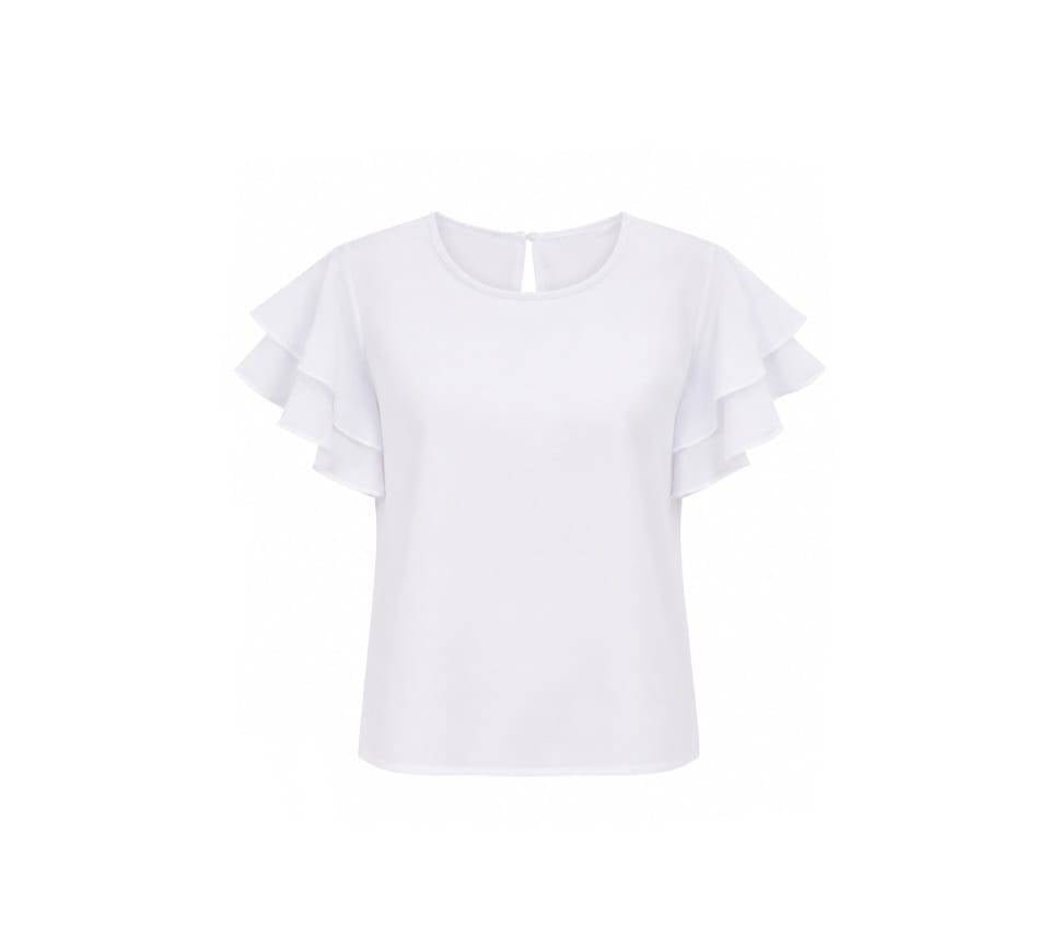 Bluza eleganta scoala, pentru fete, maneci volane, alb, 5 ani - 10 ani