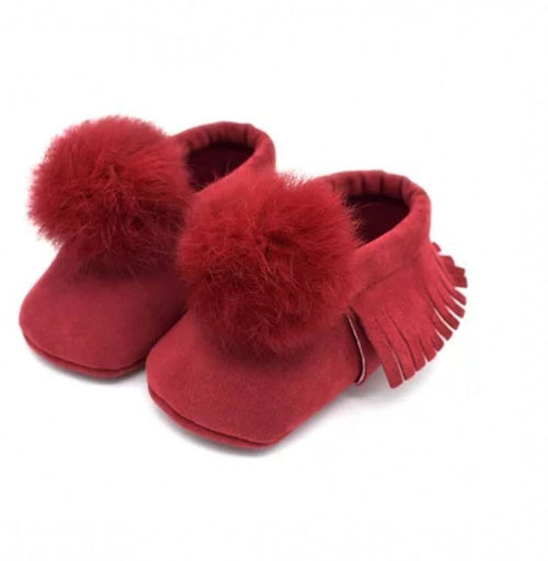 Botosi fetite Puf, catifea, rosu, 3 luni - 9 luni – imagine 2 | Masha Shop