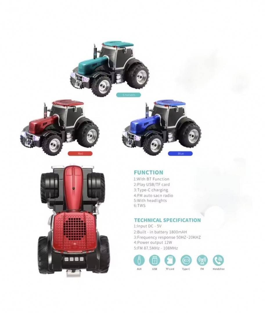 Boxă Bluetooth, model Tractor, 12W cu Radio, WS-560, multicolor