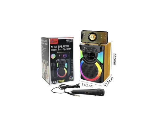 Boxa portabila bluetooth, putere 1200W, negru, 22 cm – imagine 2 | Masha Shop