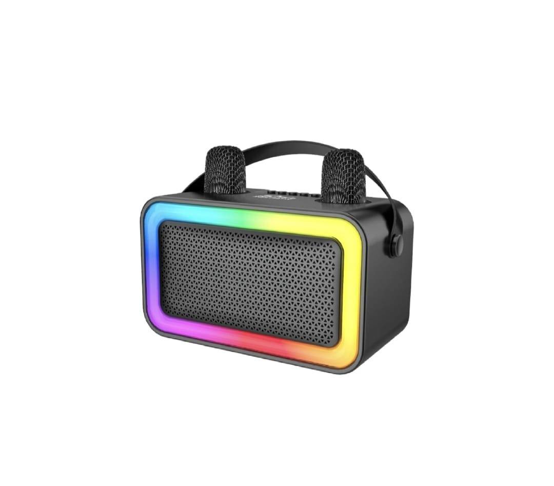 Boxa portabila cu 2 microfoane, Mini Karaoke, negru, 28 cm