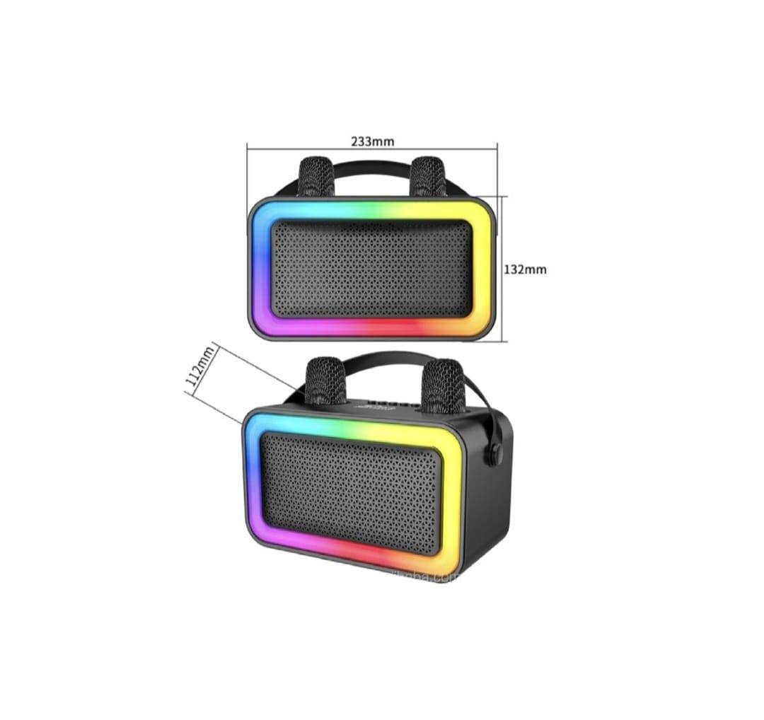 Boxa portabila cu 2 microfoane, Mini Karaoke, negru, 28 cm