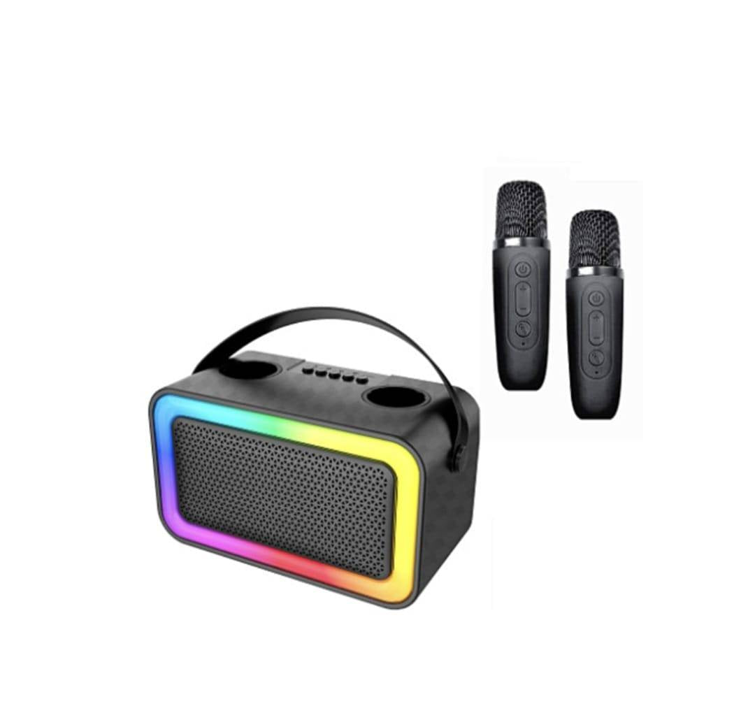 Boxa portabila cu 2 microfoane, Mini Karaoke, negru, 28 cm